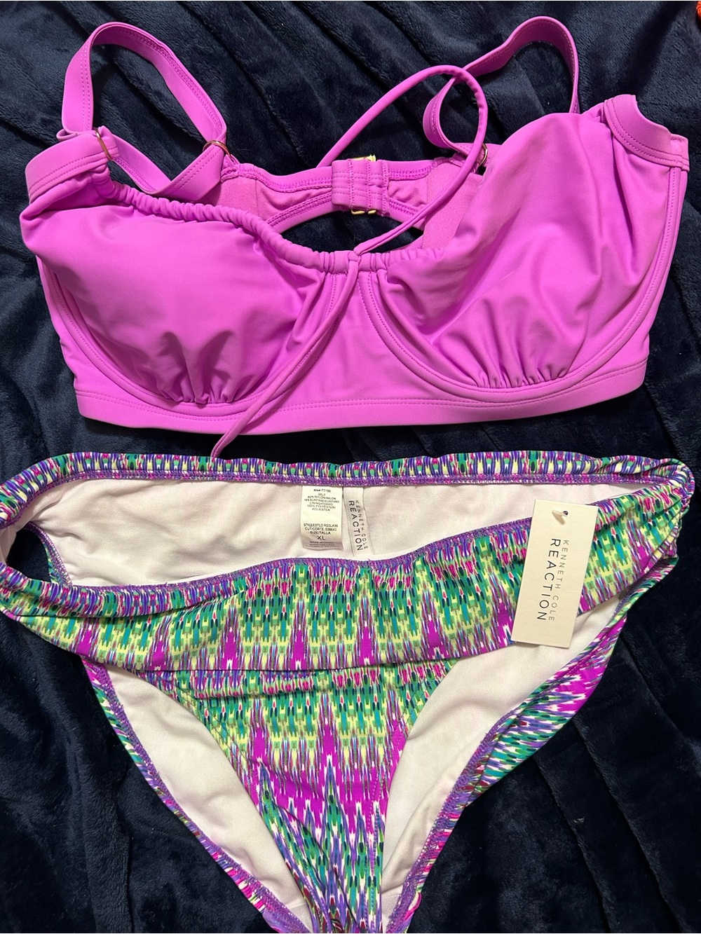 Kenneth Cole Reaction Hot Pink Bikini Set with Multi-Color Print